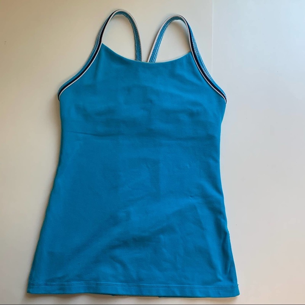 Lululemon CrissCross Blue Gingham Tank Top Size 4